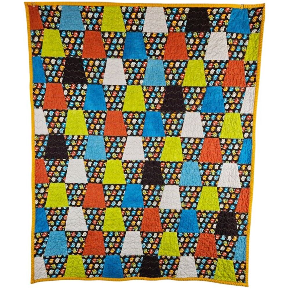 Owl handmade baby quilt colorful forest nursery blanket